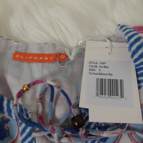 Oliphant Dress NWT Tie Front Balloon Mini Iris Blue long sleeves flare dress - Picture 7 of 11